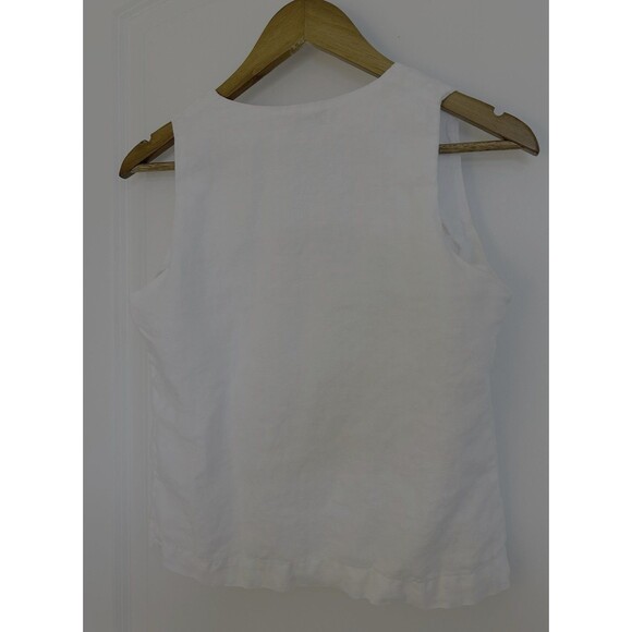 Cut Loose Womens Shirt Small Linen Embroidered Boxy Crochet Split Neck - Picture 4 of 9